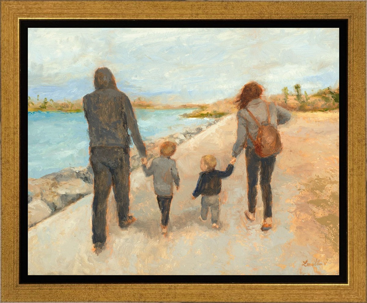 Family Walk On The Beach Gallery Wrap