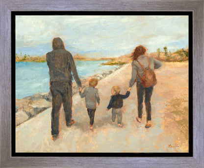 Family Walk On The Beach