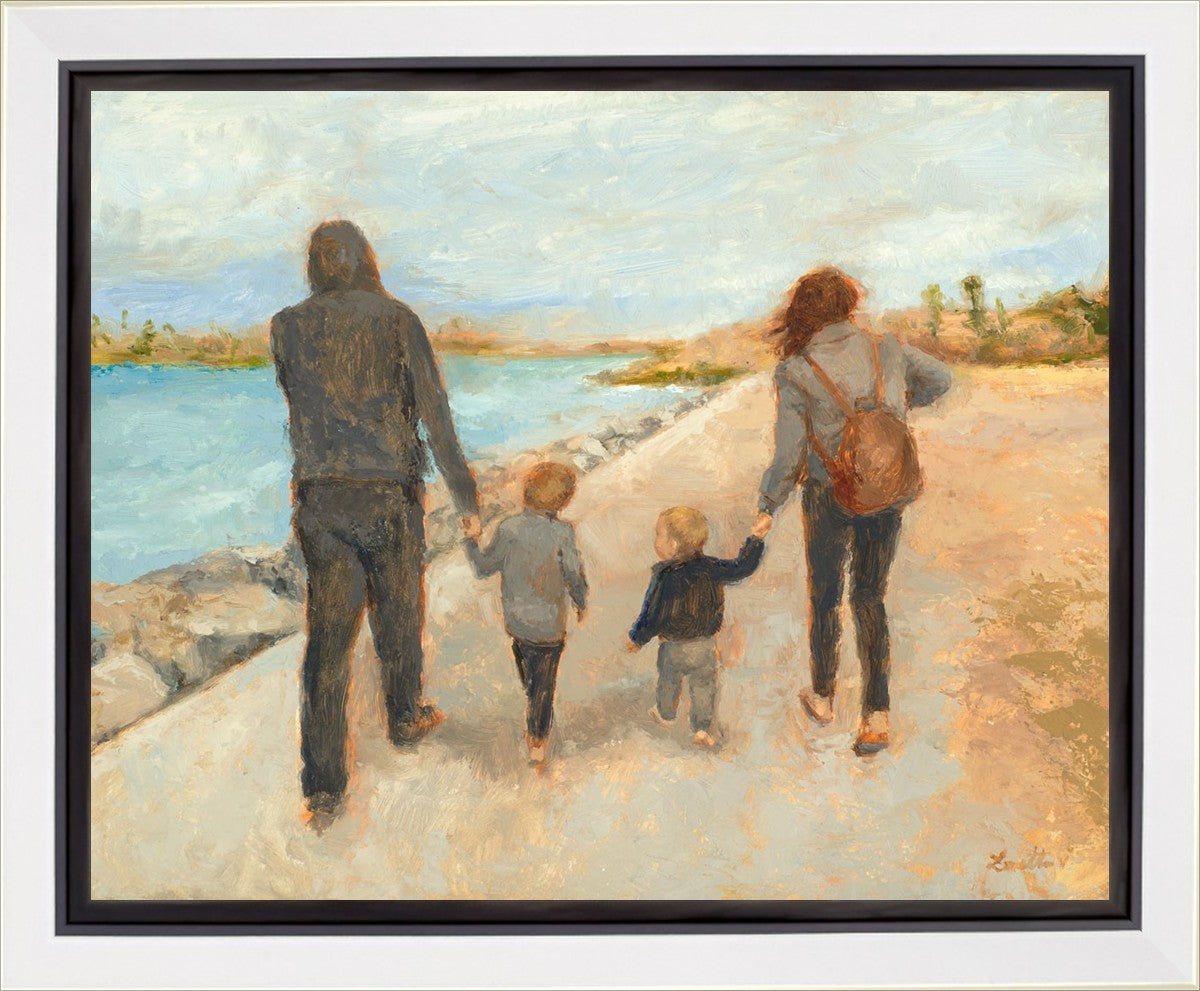 Family Walk On The Beach Gallery Wrap