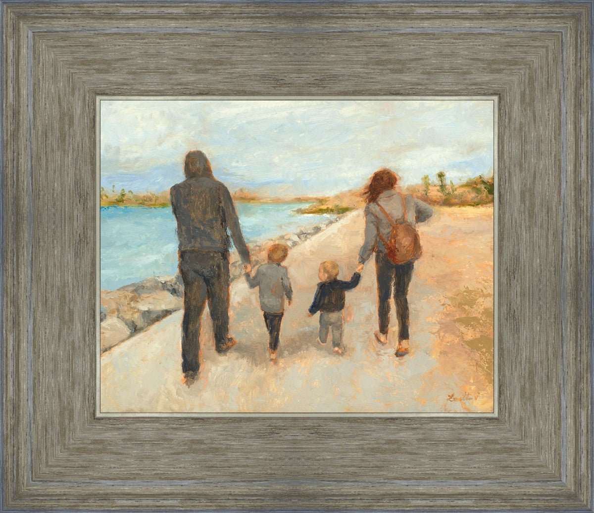 Family Walk On The Beach