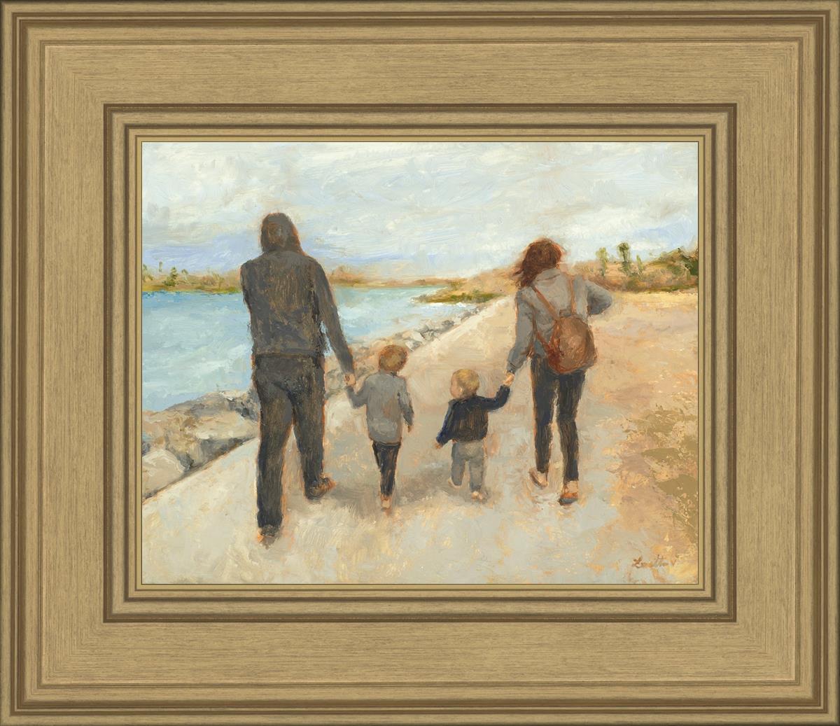 Family Walk On The Beach