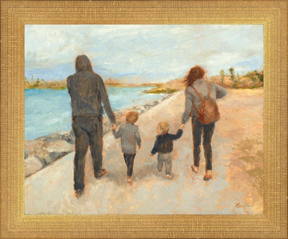 Family Walk On The Beach