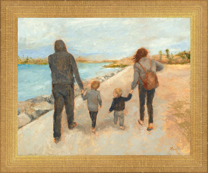 Family Walk On The Beach