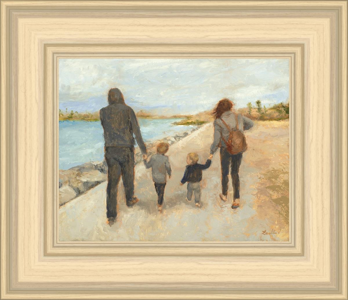 Family Walk On The Beach