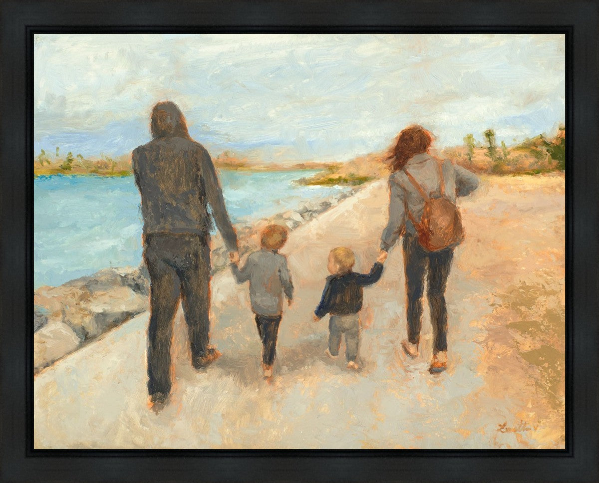 Family Walk On The Beach Gallery Wrap