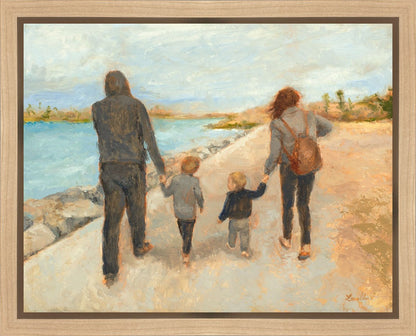 Family Walk On The Beach