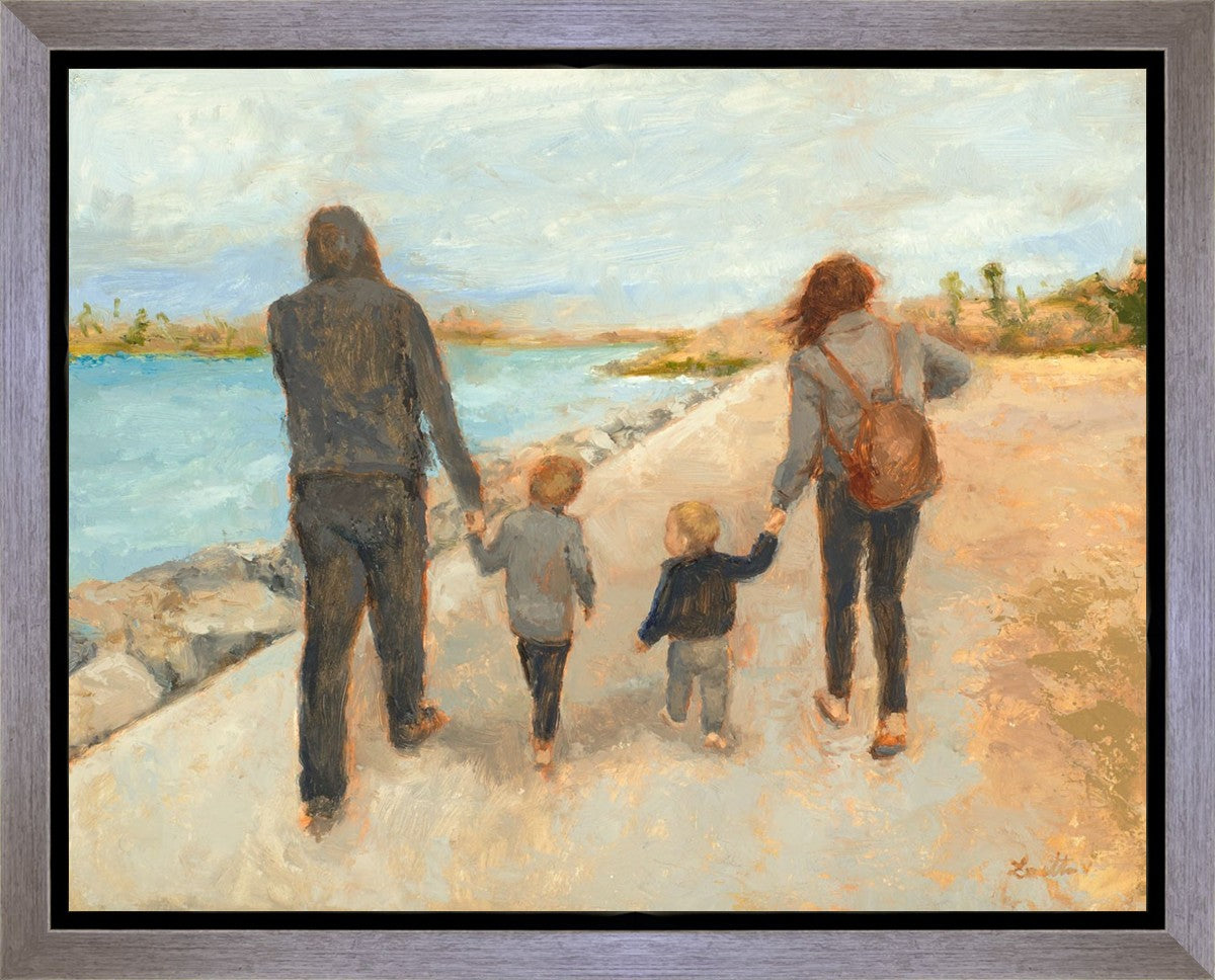 Family Walk On The Beach Gallery Wrap