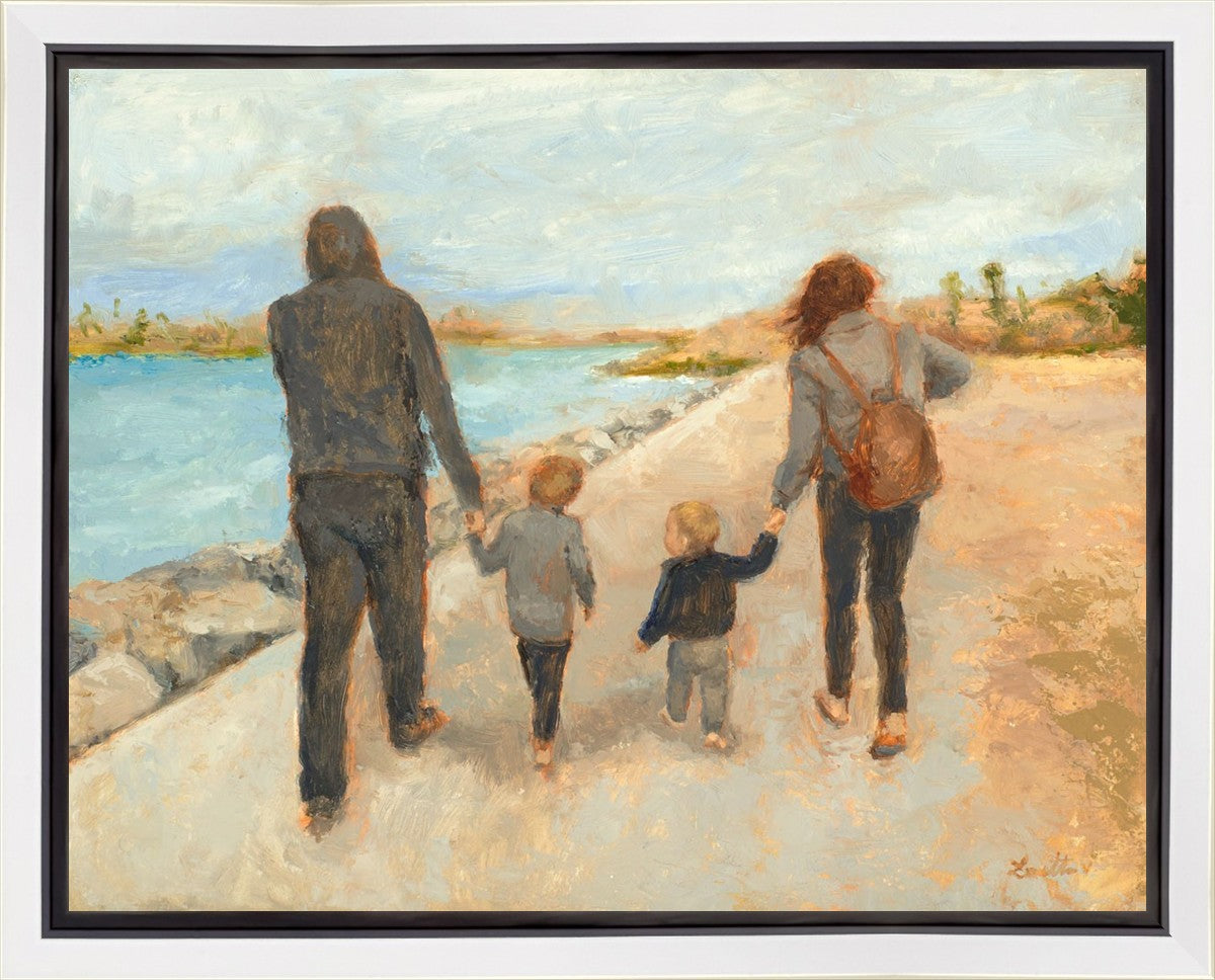 Family Walk On The Beach Gallery Wrap