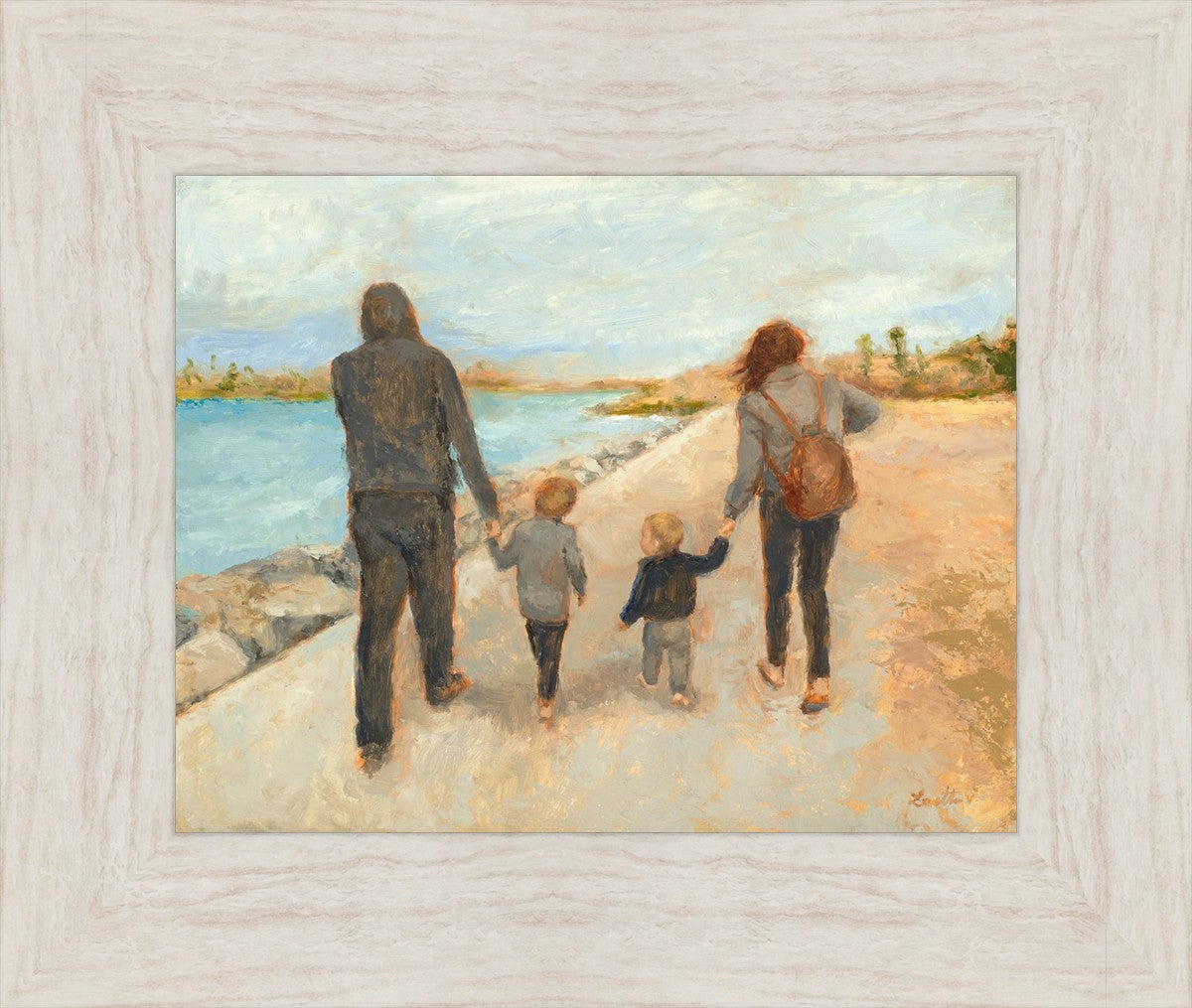 Family Walk On The Beach