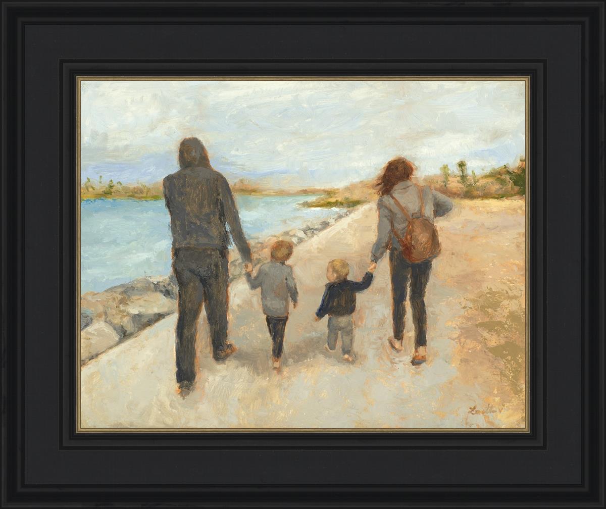 Family Walk On The Beach