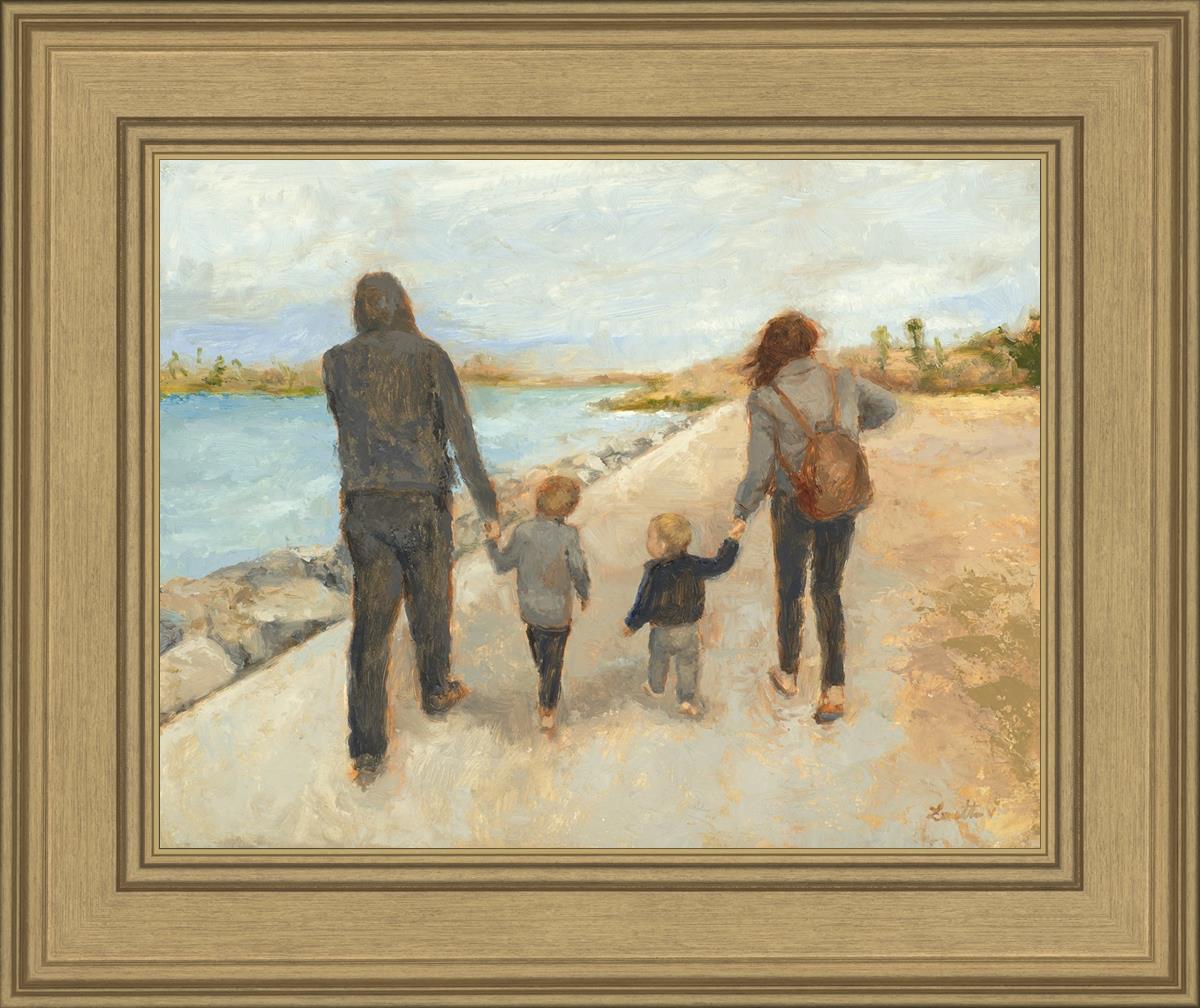 Family Walk On The Beach