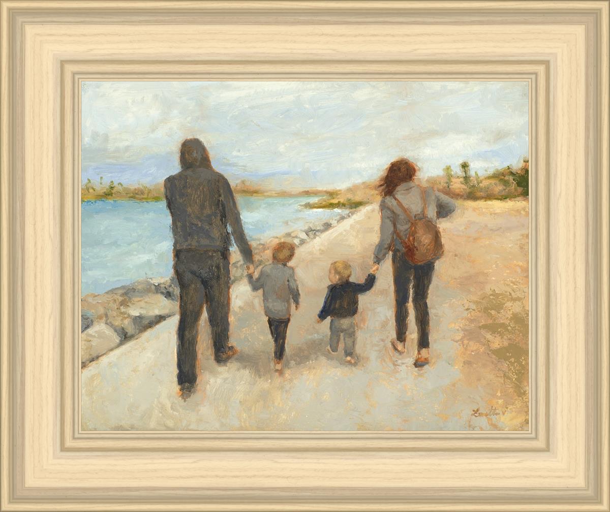 Family Walk On The Beach