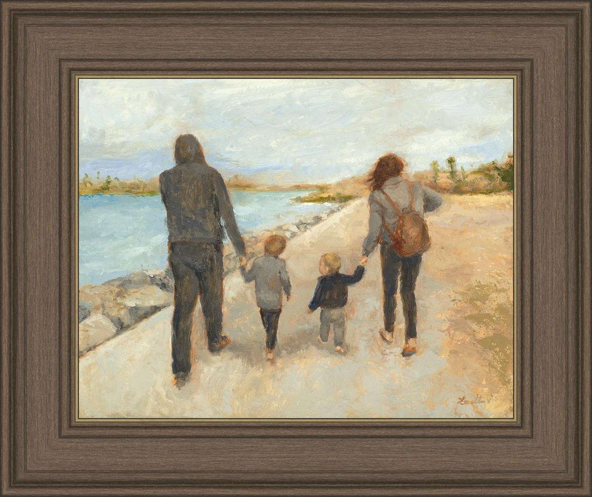 Family Walk On The Beach