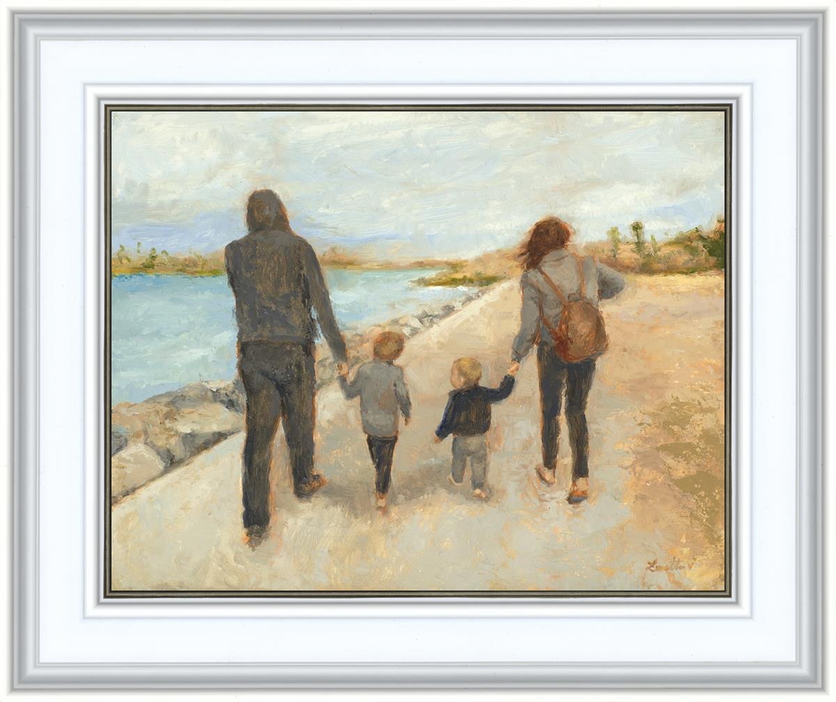Family Walk On The Beach