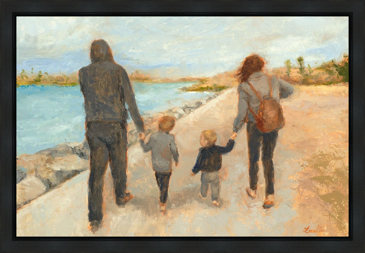 Family Walk On The Beach Gallery Wrap