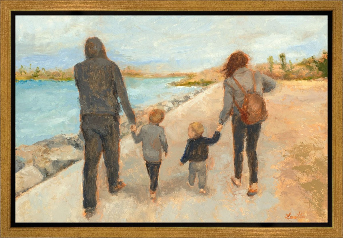 Family Walk On The Beach