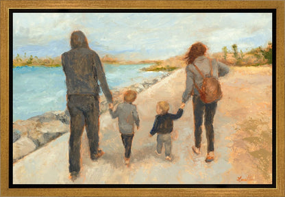 Family Walk On The Beach