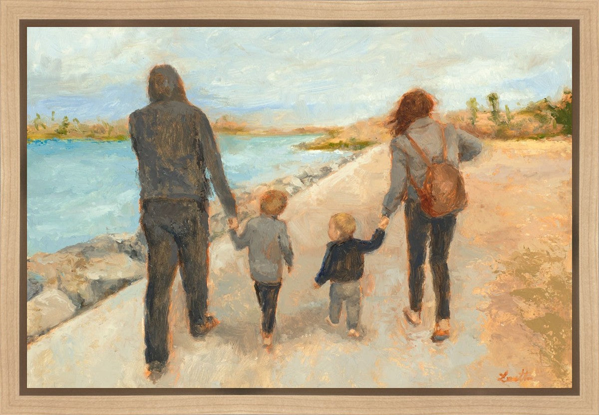 Family Walk On The Beach Gallery Wrap
