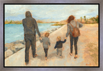 Family Walk On The Beach