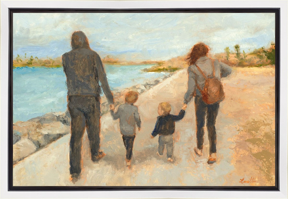 Family Walk On The Beach Gallery Wrap