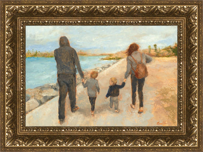 Family Walk On The Beach