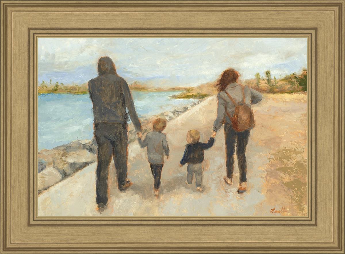 Family Walk On The Beach