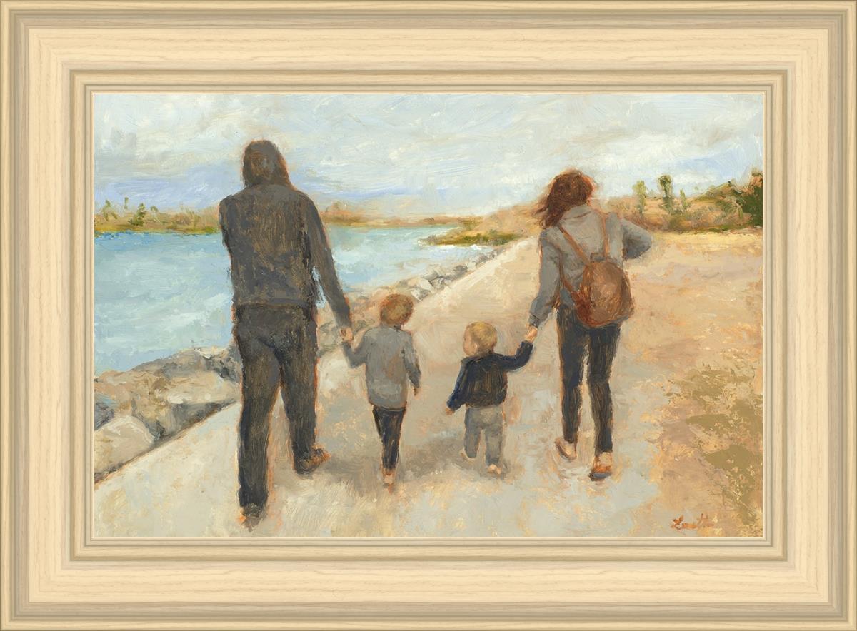 Family Walk On The Beach