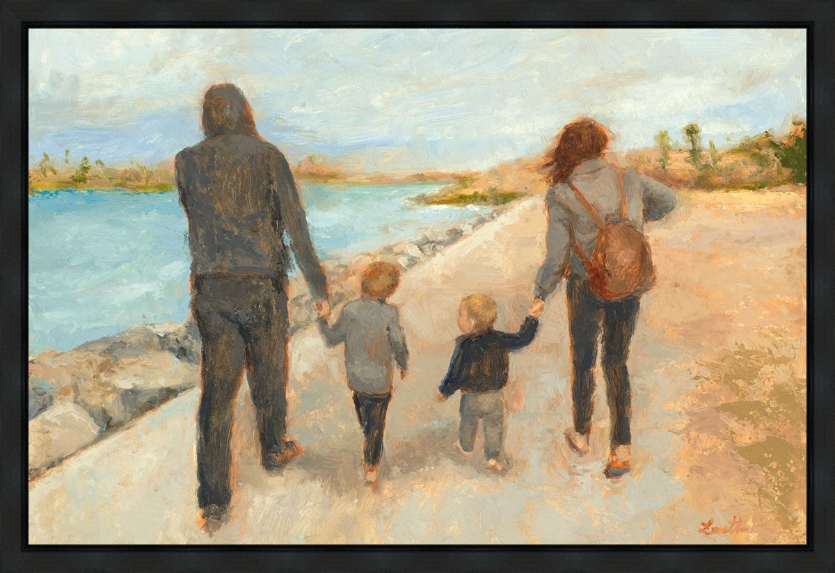 Family Walk On The Beach Gallery Wrap