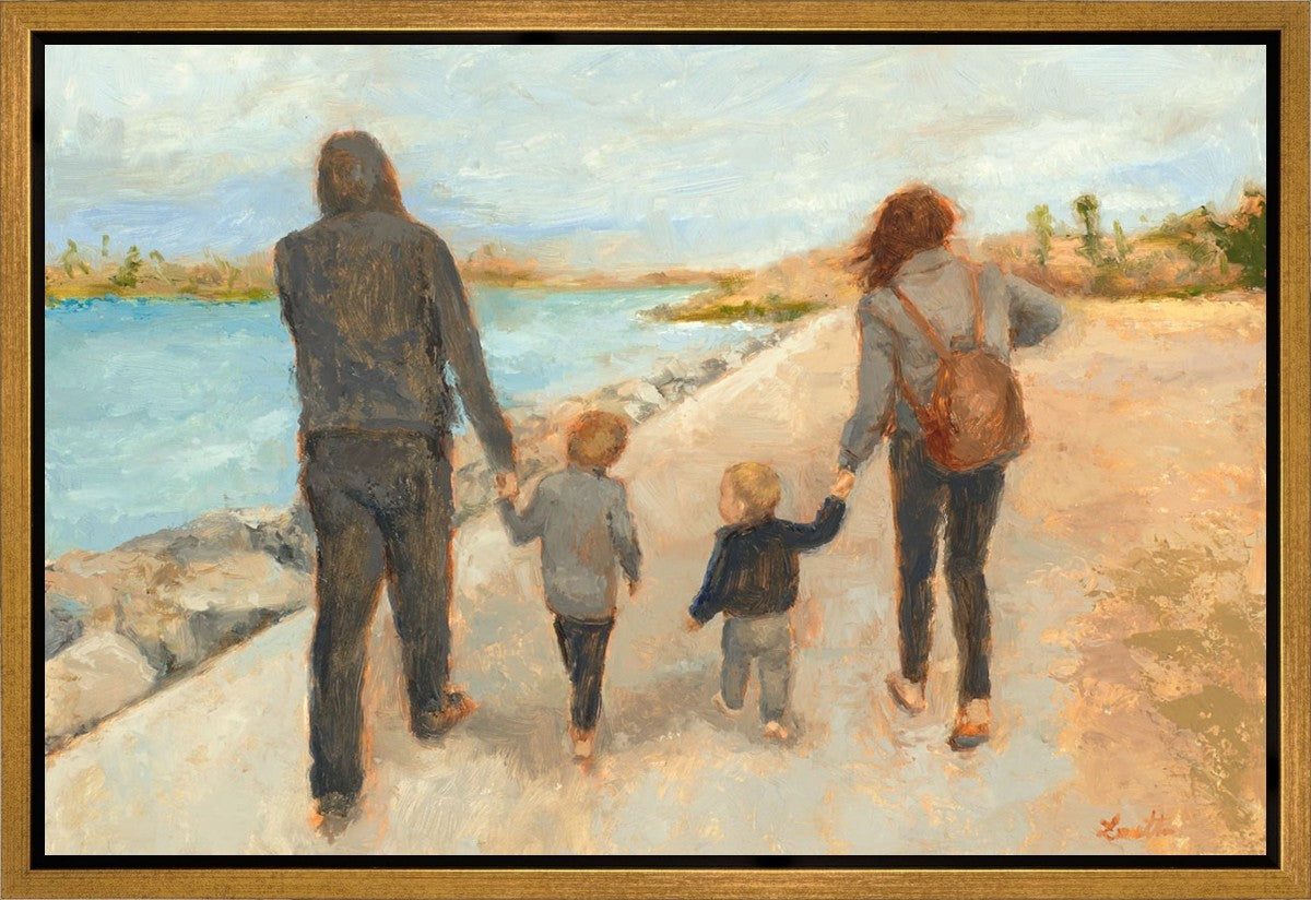 Family Walk On The Beach Gallery Wrap