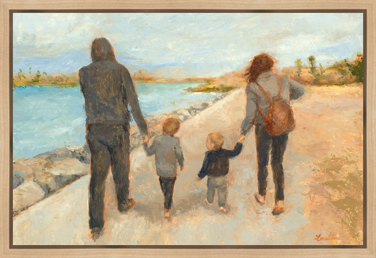 Family Walk On The Beach Gallery Wrap