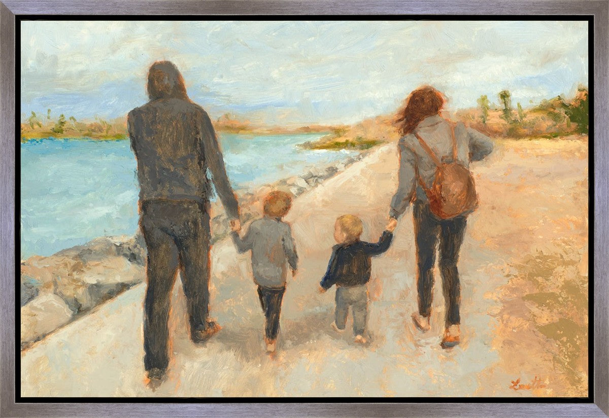 Family Walk On The Beach Gallery Wrap