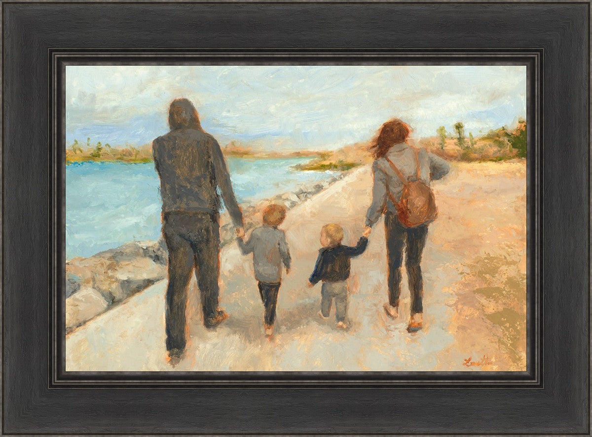 Family Walk On The Beach