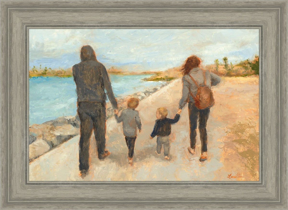 Family Walk On The Beach
