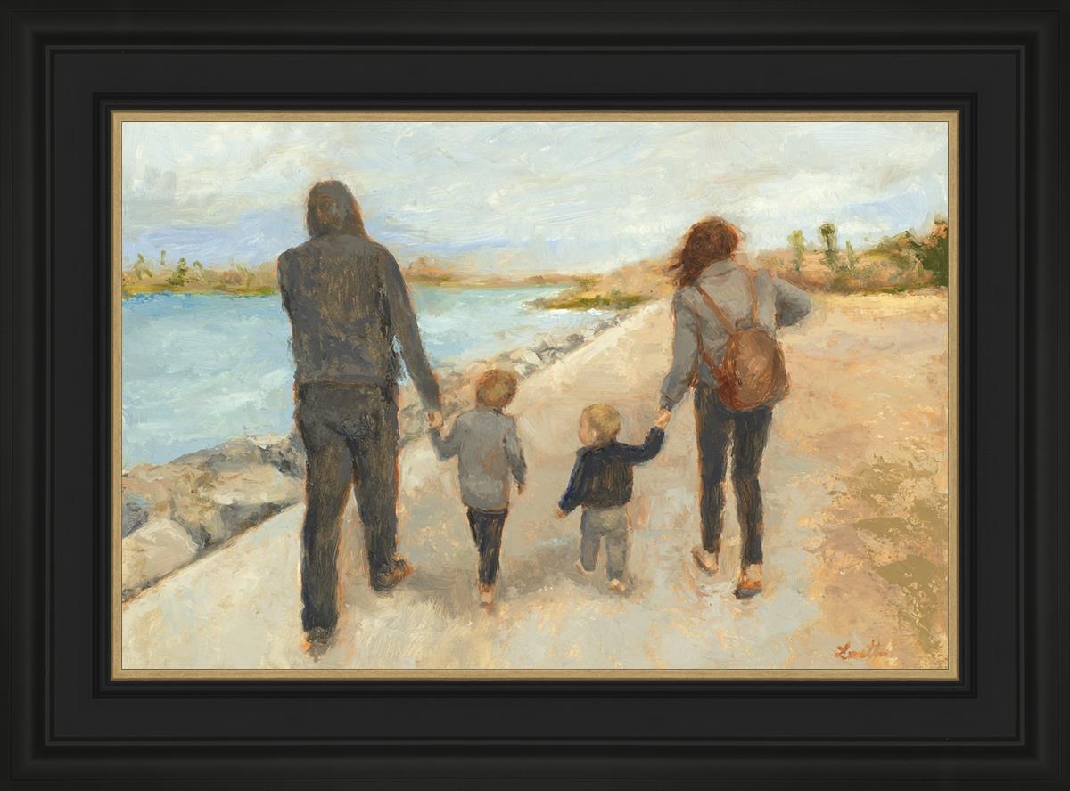 Family Walk On The Beach