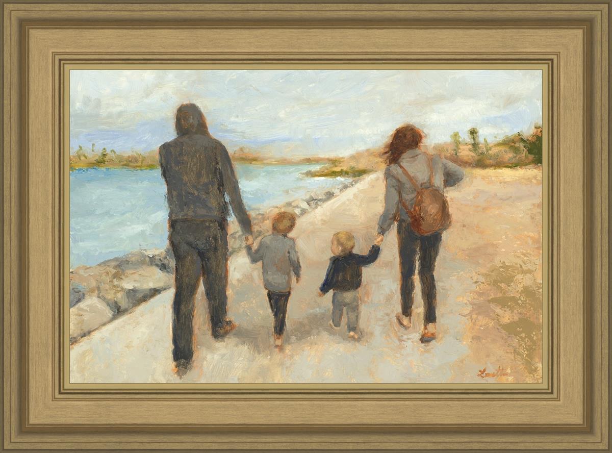 Family Walk On The Beach