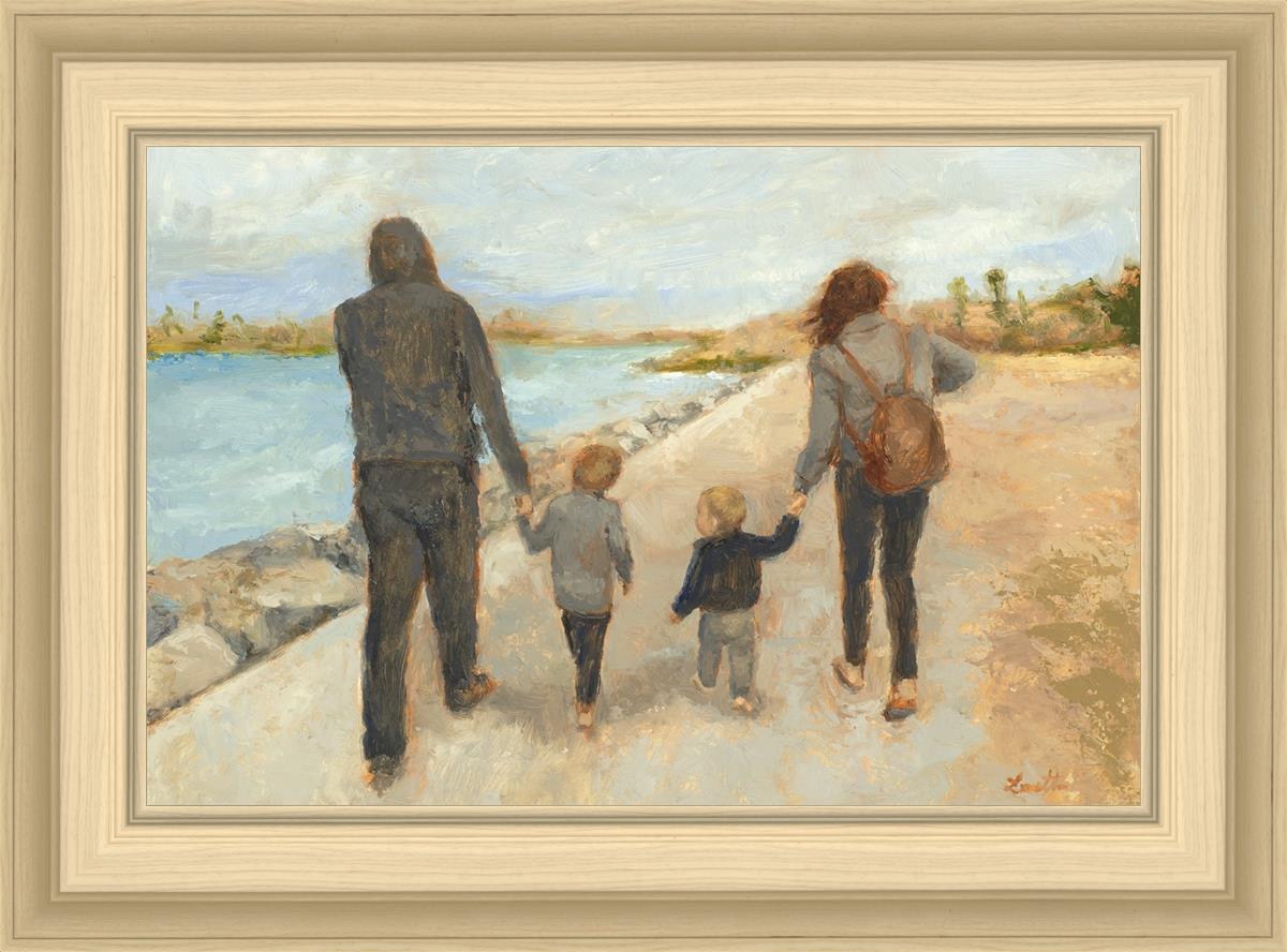 Family Walk On The Beach