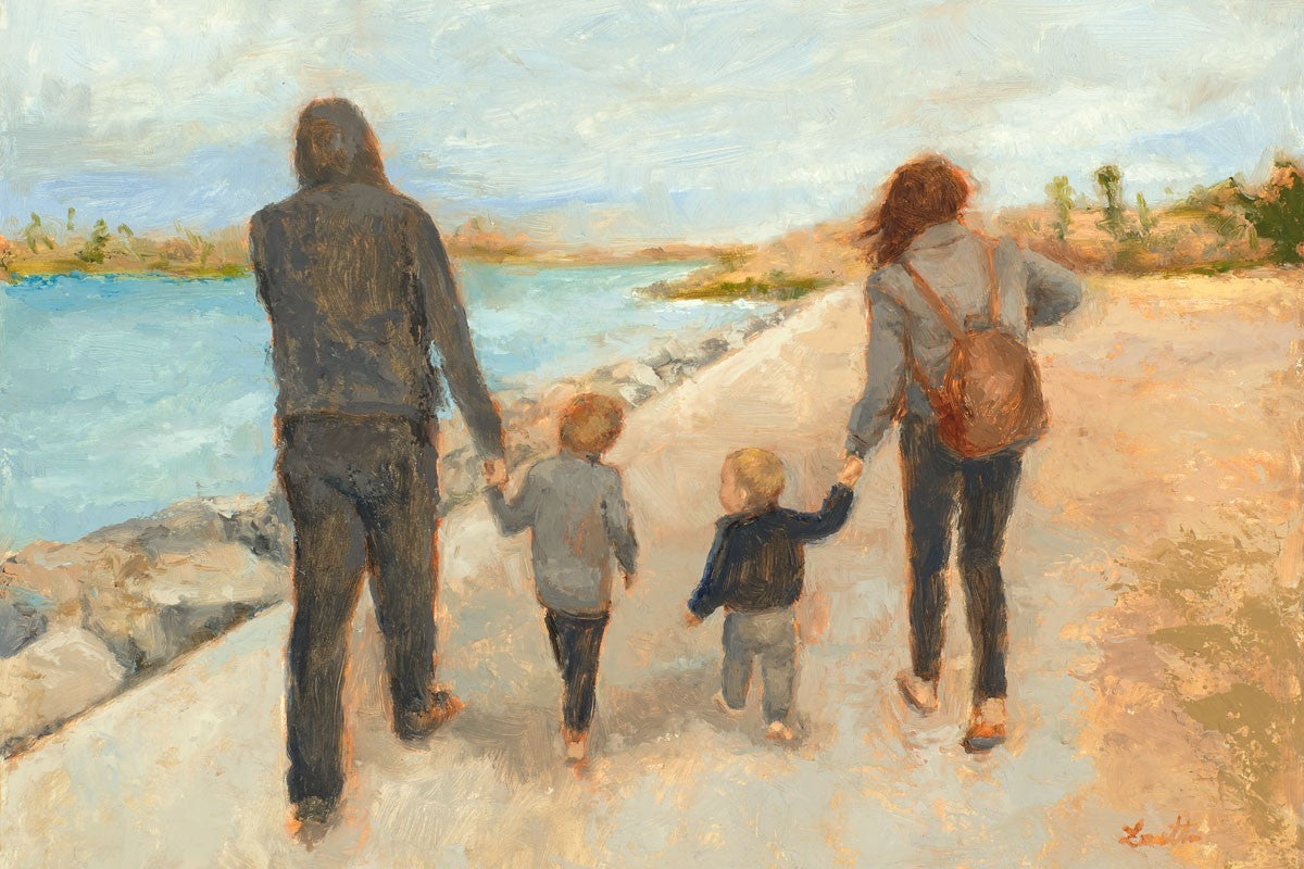 Family Walk On The Beach Gallery Wrap