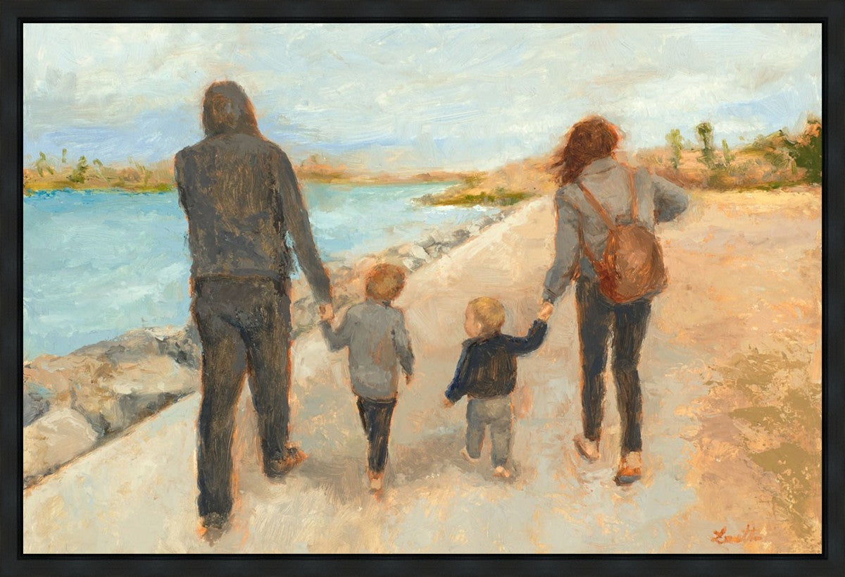 Family Walk On The Beach Gallery Wrap