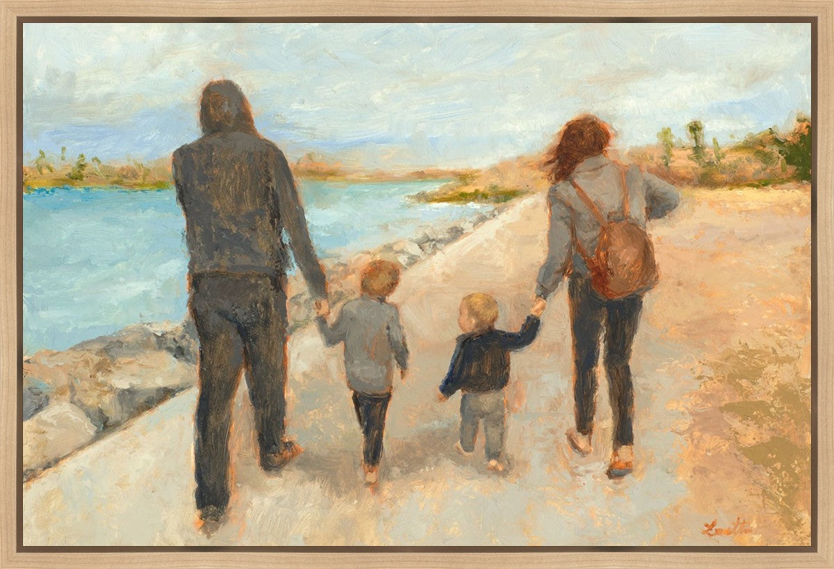 Family Walk On The Beach Gallery Wrap