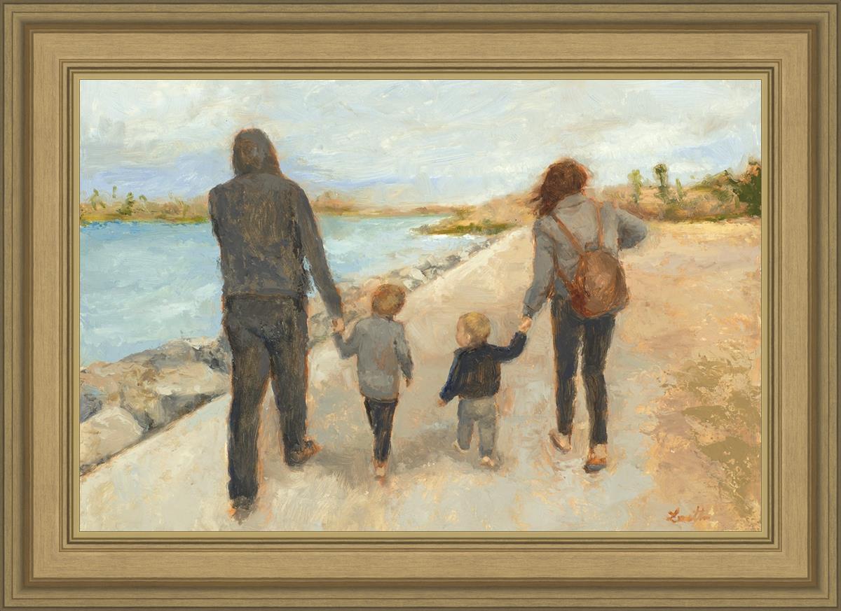 Family Walk On The Beach