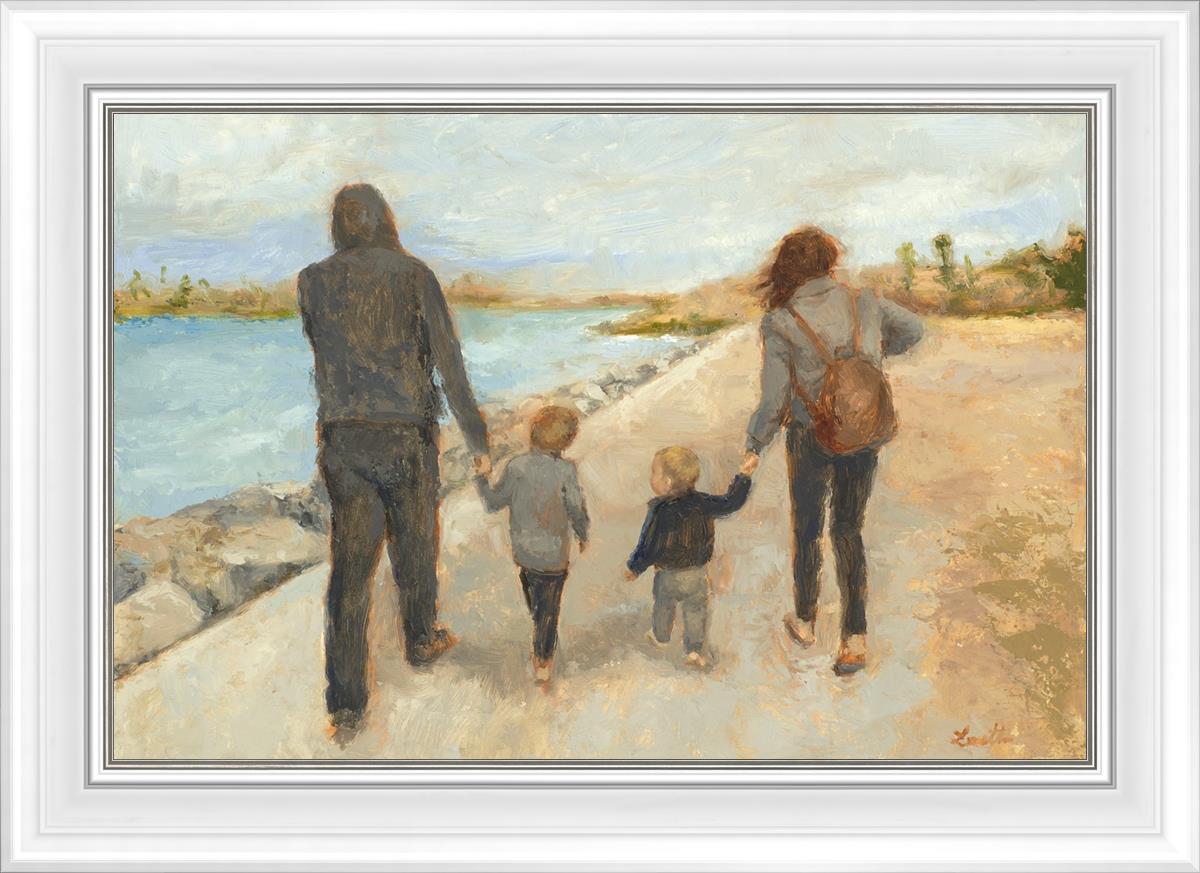 Family Walk On The Beach