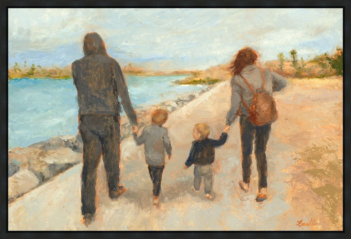 Family Walk On The Beach Gallery Wrap