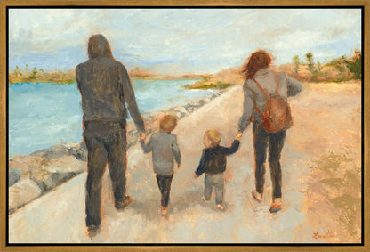 Family Walk On The Beach