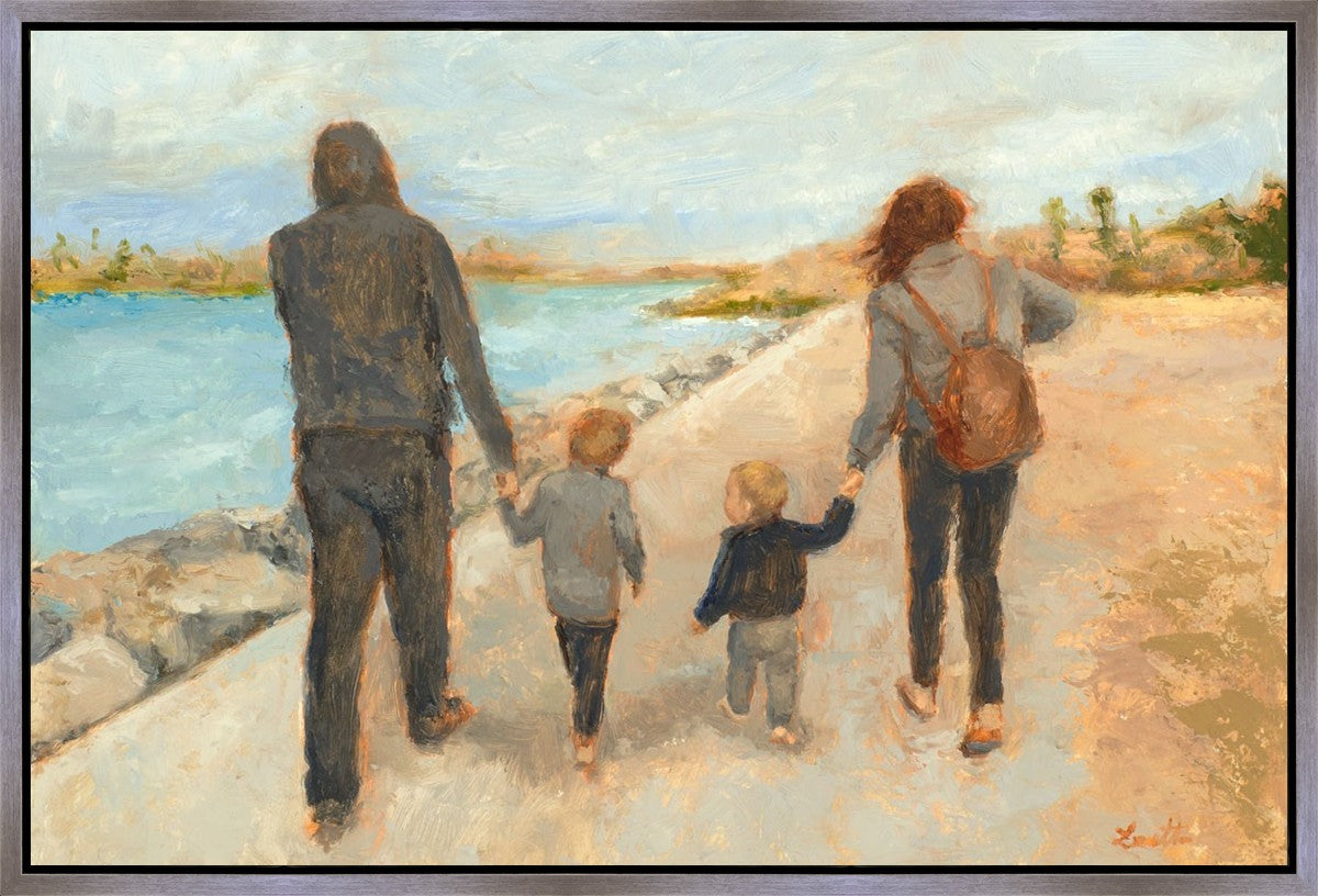 Family Walk On The Beach Gallery Wrap
