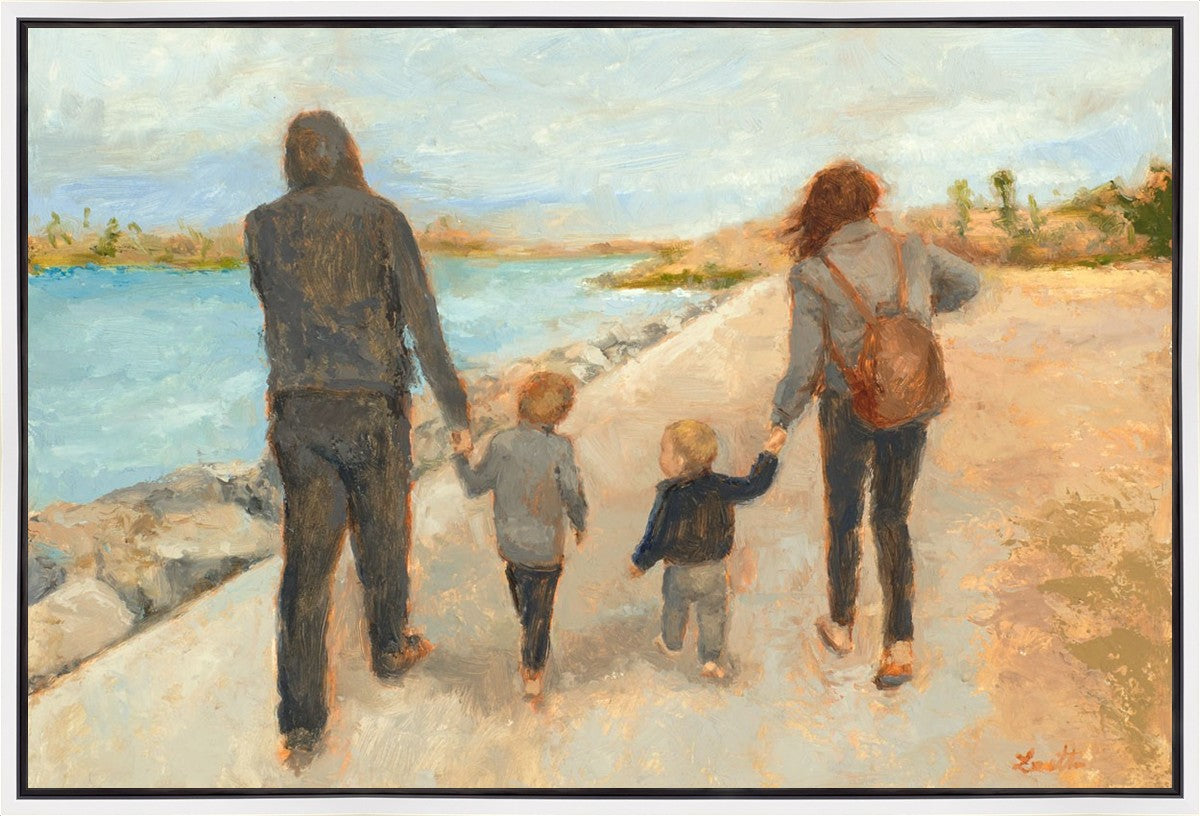 Family Walk On The Beach Gallery Wrap