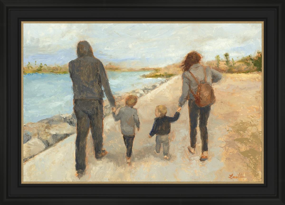 Family Walk On The Beach