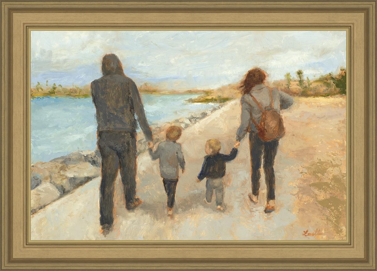 Family Walk On The Beach