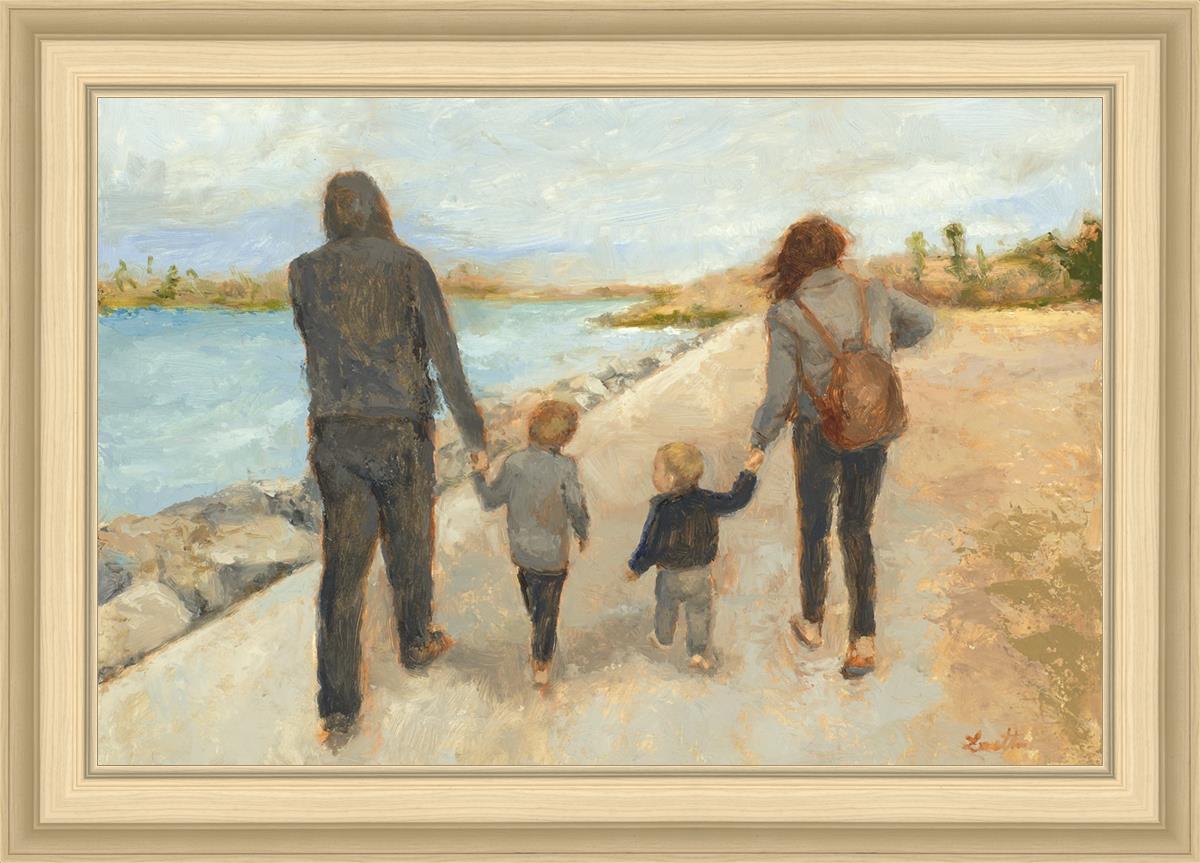 Family Walk On The Beach