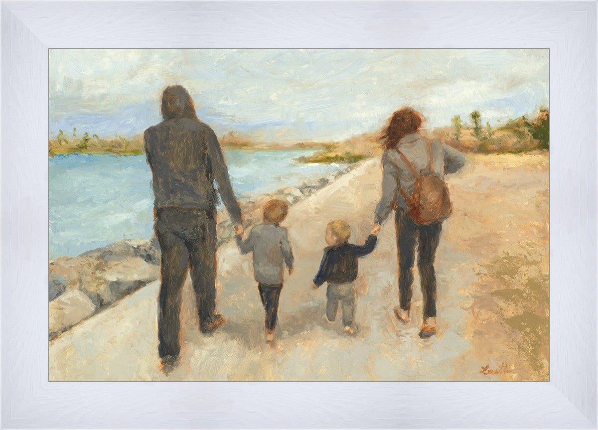 Family Walk On The Beach