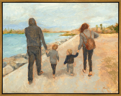 Family Walk On The Beach